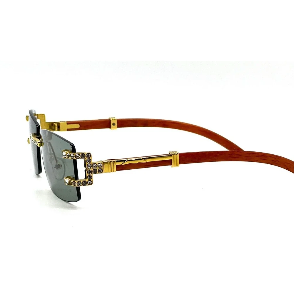 Men Sunglasses Rhinestone‎ Rimless Square Shades Hip Hop Style Buffs Street Wear